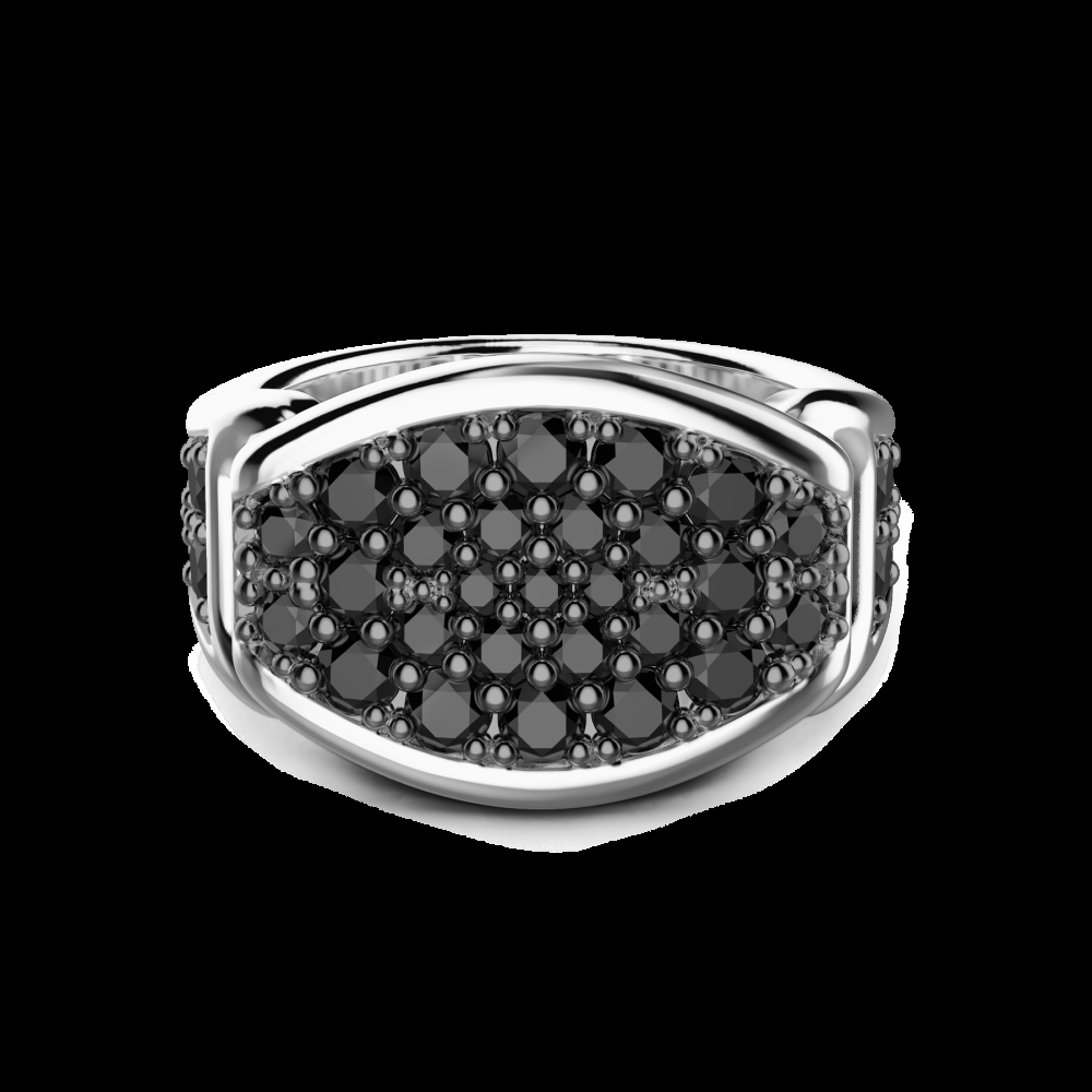 Zancan Anello chevalier Zancan in argento con pietre nere Offerta speciale della fabbrica