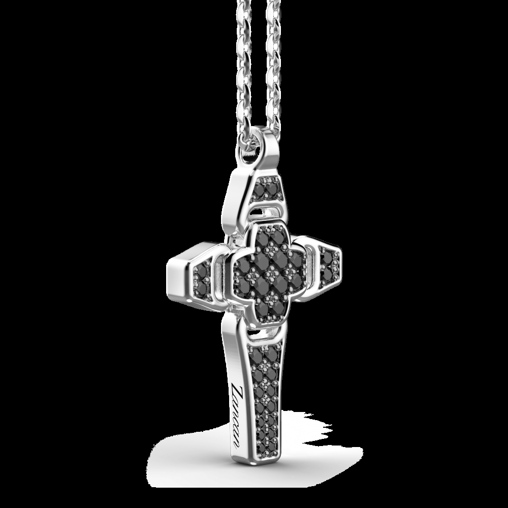 Zancan Collana Zancan in argento con pendente a croce e pietre nere Solo un giorno rimasto