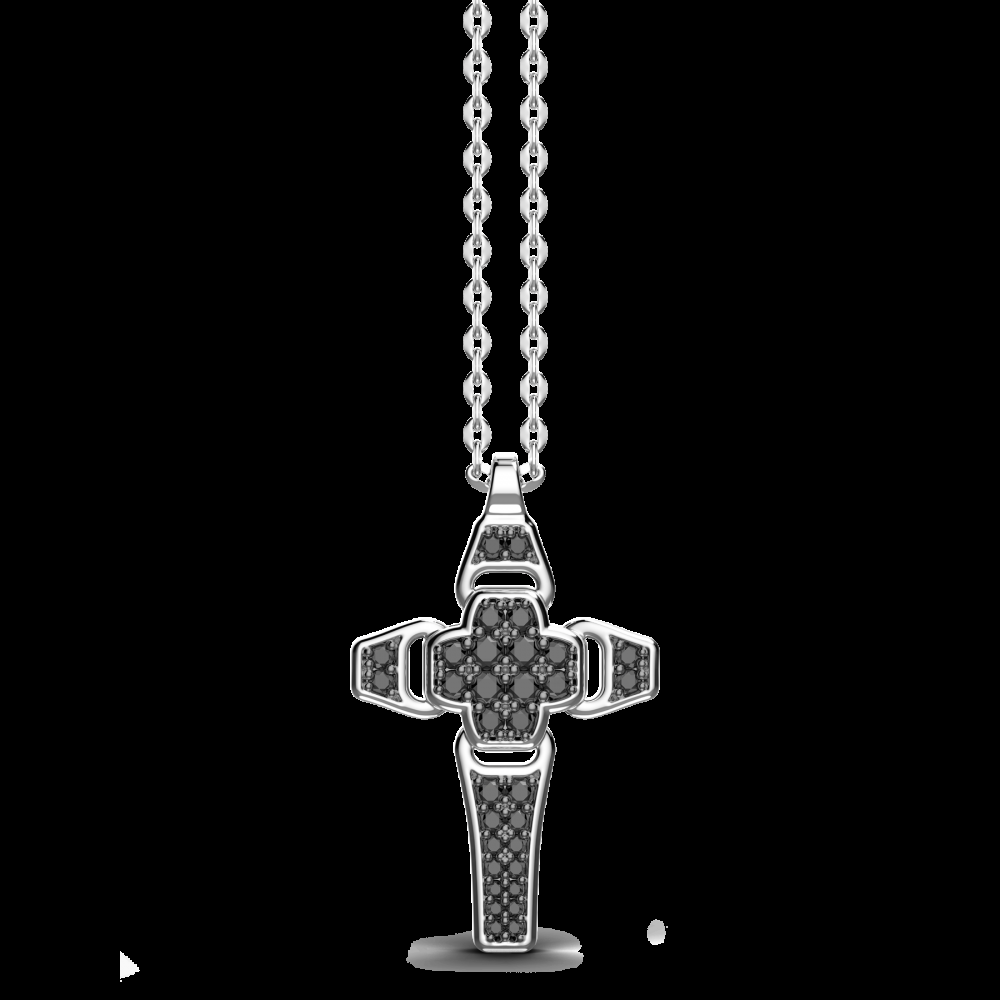 Zancan Collana Zancan in argento con pendente a croce e pietre nere Solo un giorno rimasto