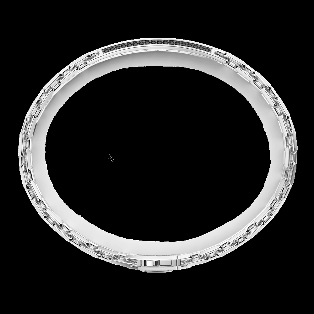Zancan Bracciale Zancan in argento con targa e pietre nere Officina