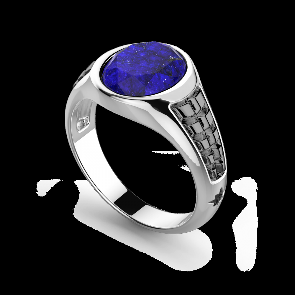 Zancan Anello chevalier Zancan in argento con pietra lapis ovale Nuovo