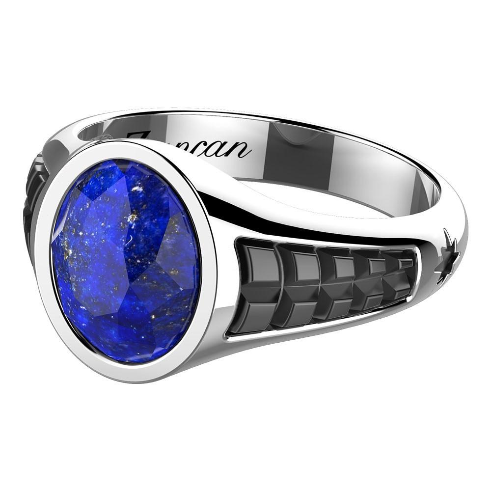 Zancan Anello chevalier Zancan in argento con pietra lapis ovale Nuovo