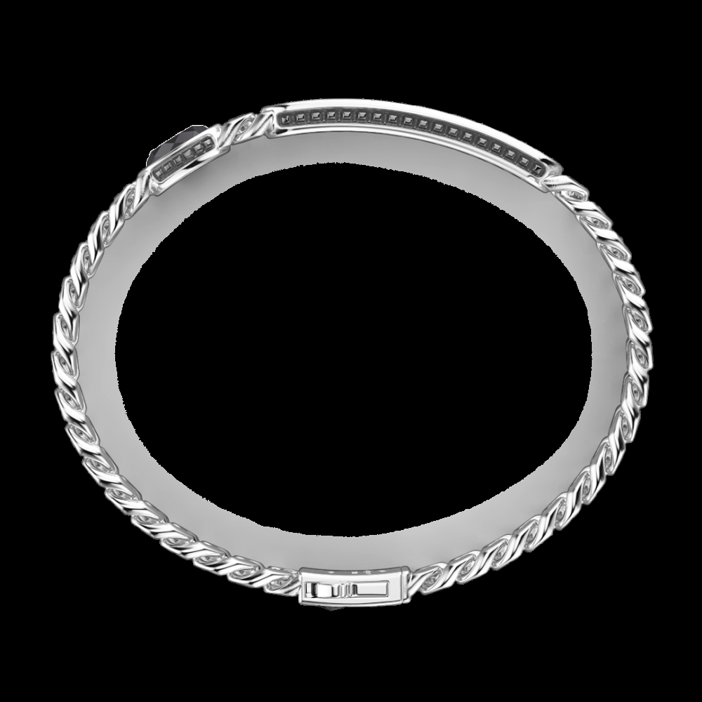 Zancan Bracciale grumette Zancan in argento con targa e pietra nera Vendita