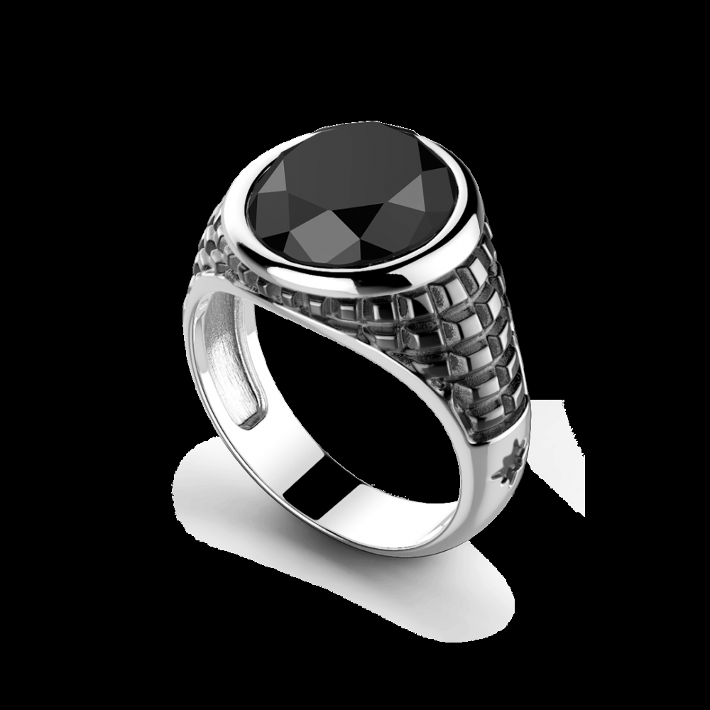 Zancan Anello Zancan in argento con pietra nera Spedizione Gratuita