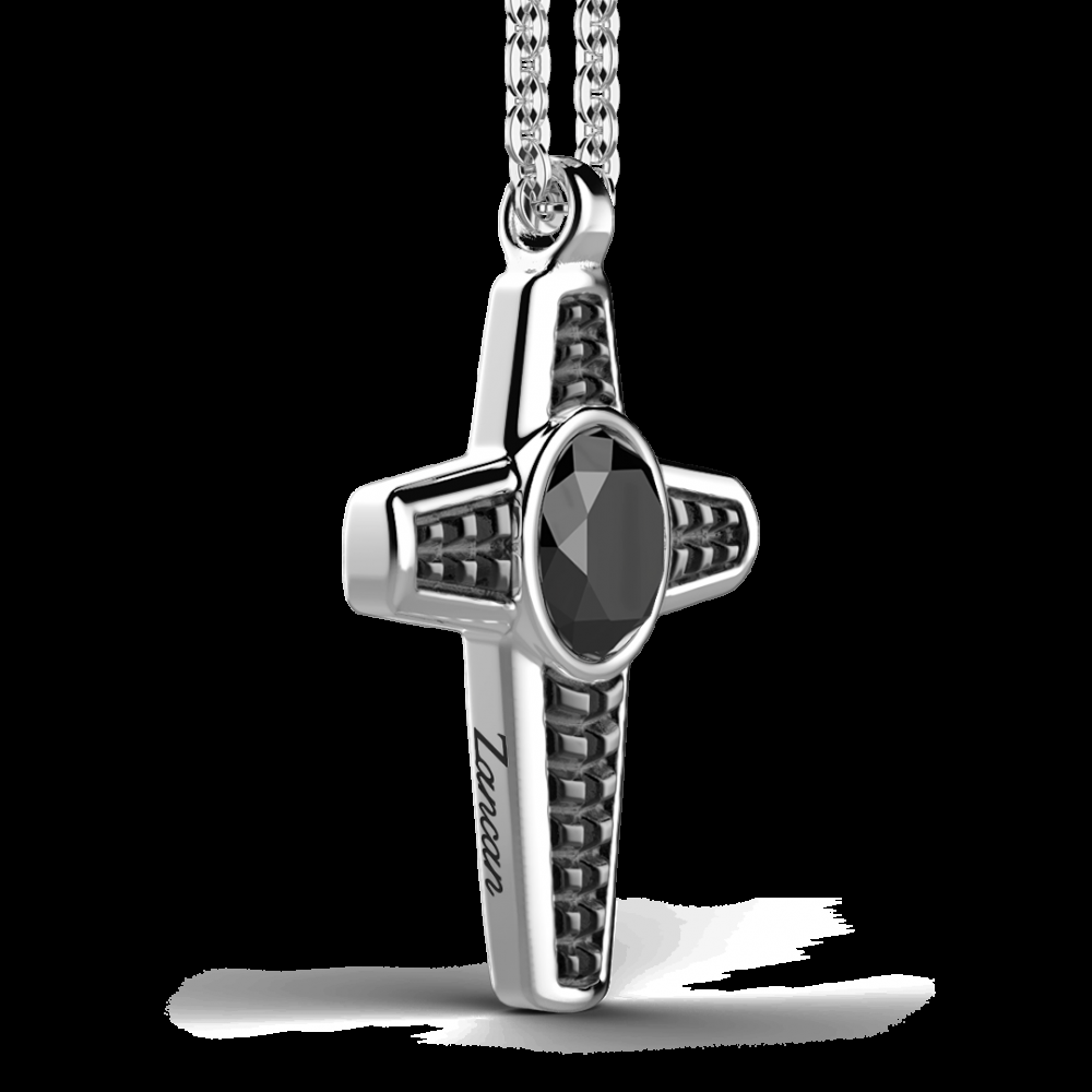Zancan Collana Zancan in argento con pendente a croce e pietra nera Soddisfazione Garantita