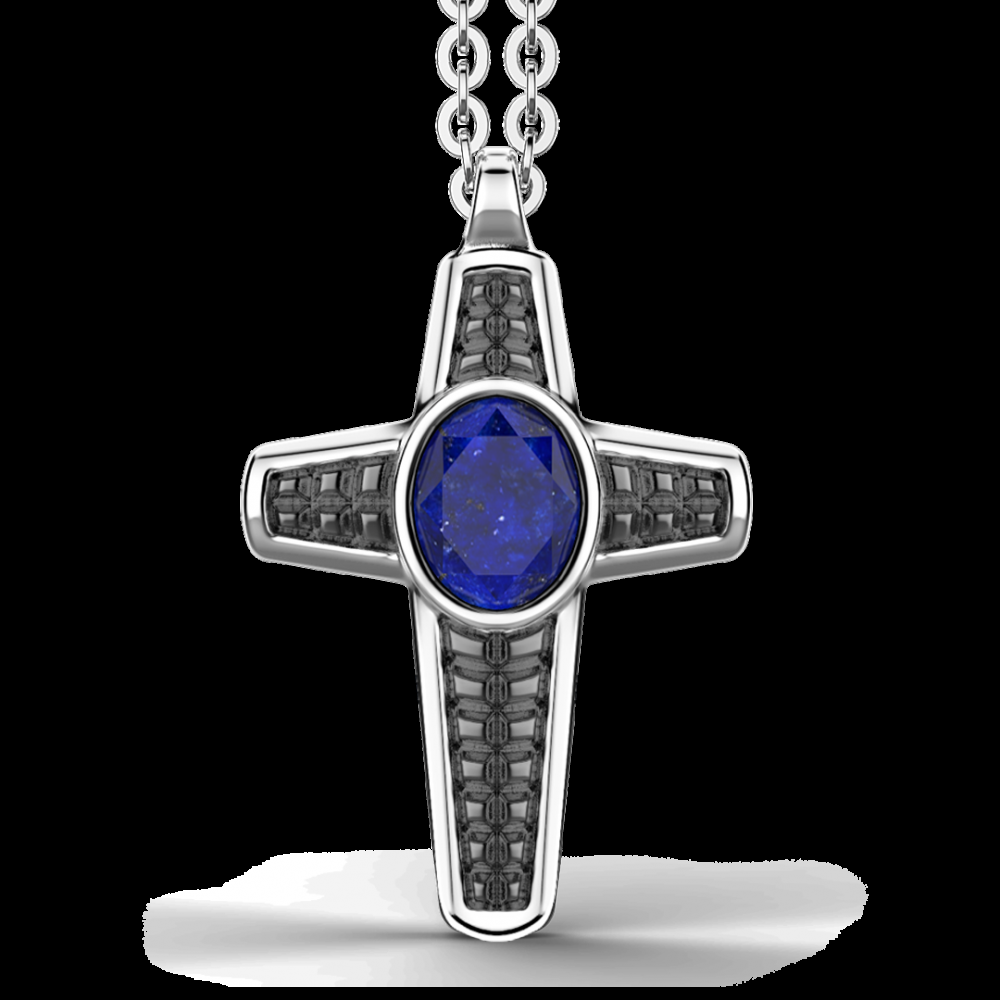 Zancan Collana in argento con pendente a croce e Lapis Qualità Garantita