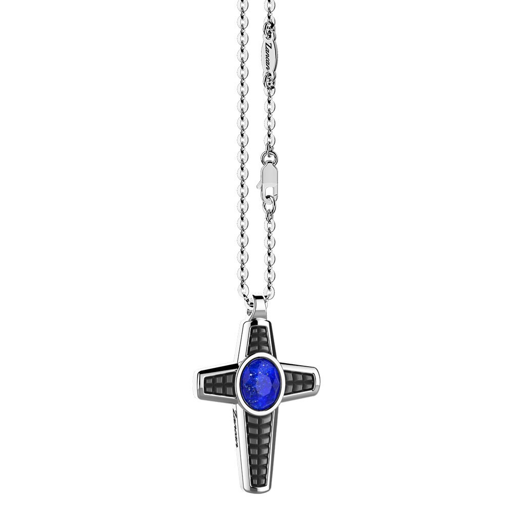 Zancan Collana in argento con pendente a croce e Lapis Qualità Garantita