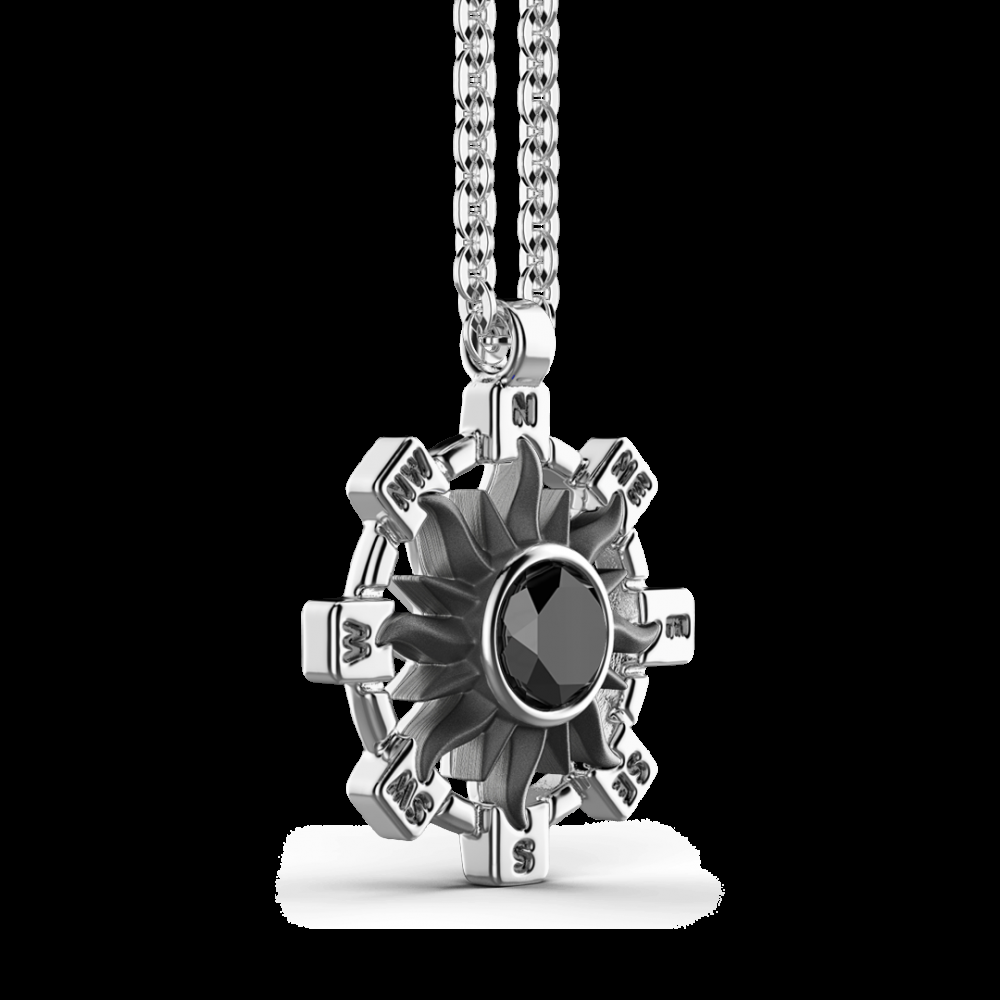 Zancan Collana Zancan in argento con pendente a sole e pietra nera Consegna Veloce
