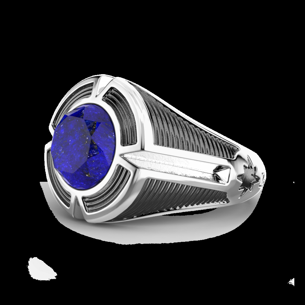 Zancan Anello chevalier Zancan in argento con pietra lapis centrale Shopping Online