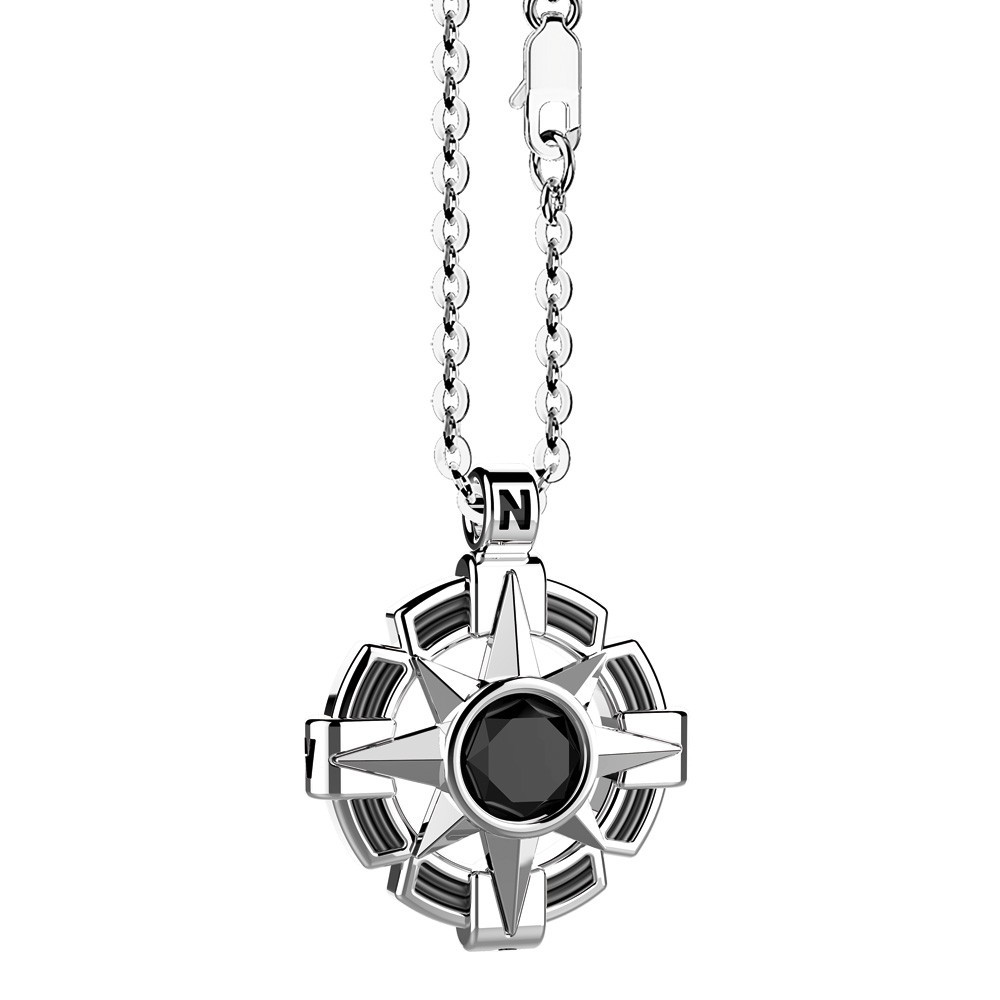 Zancan Collana Zancan in argento con pendente a rosa dei venti e pietra nera Offerta
