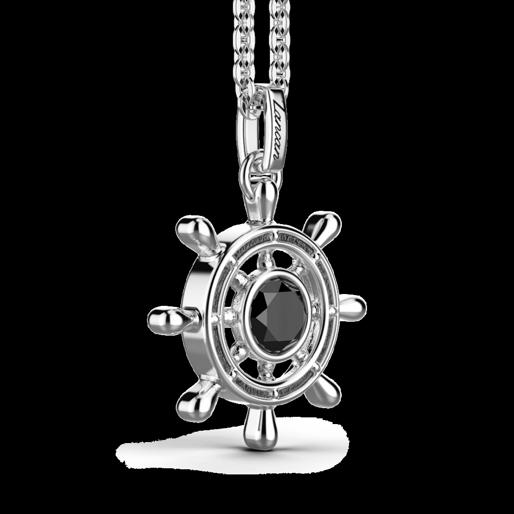 Zancan Collana Zancan in argento con pendente a timone e pietra nera Economico