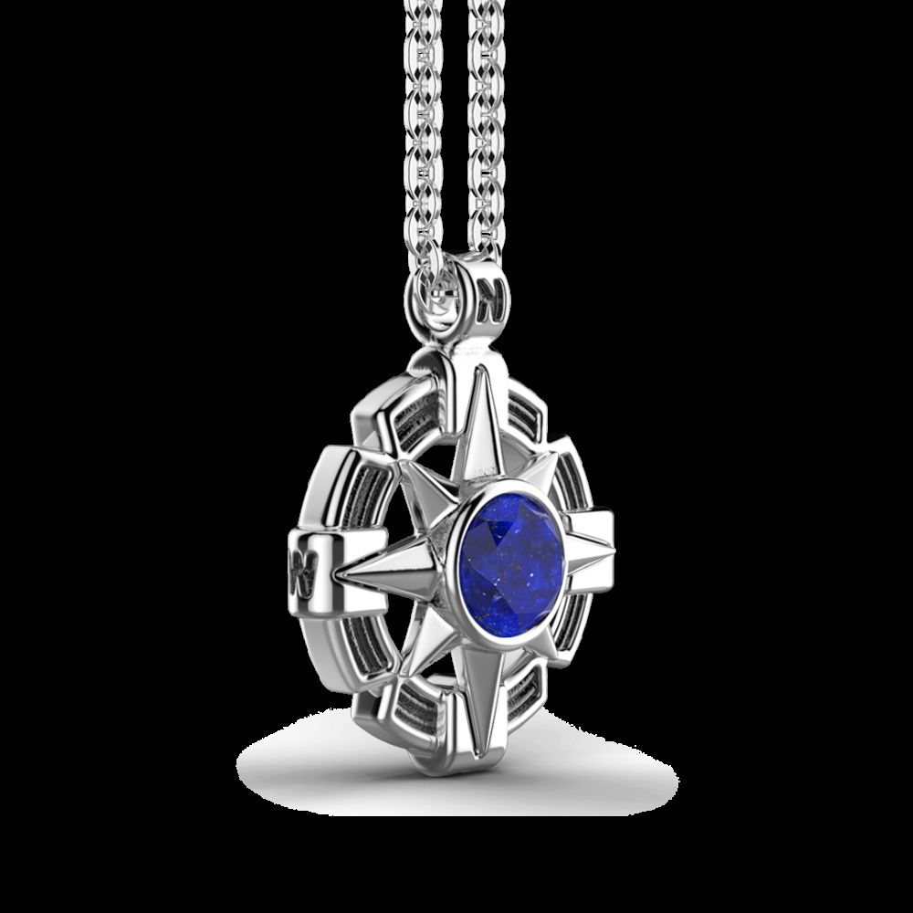 Zancan Collana Zancan in argento con pendente a rosa dei venti e pietra blu In Vendita
