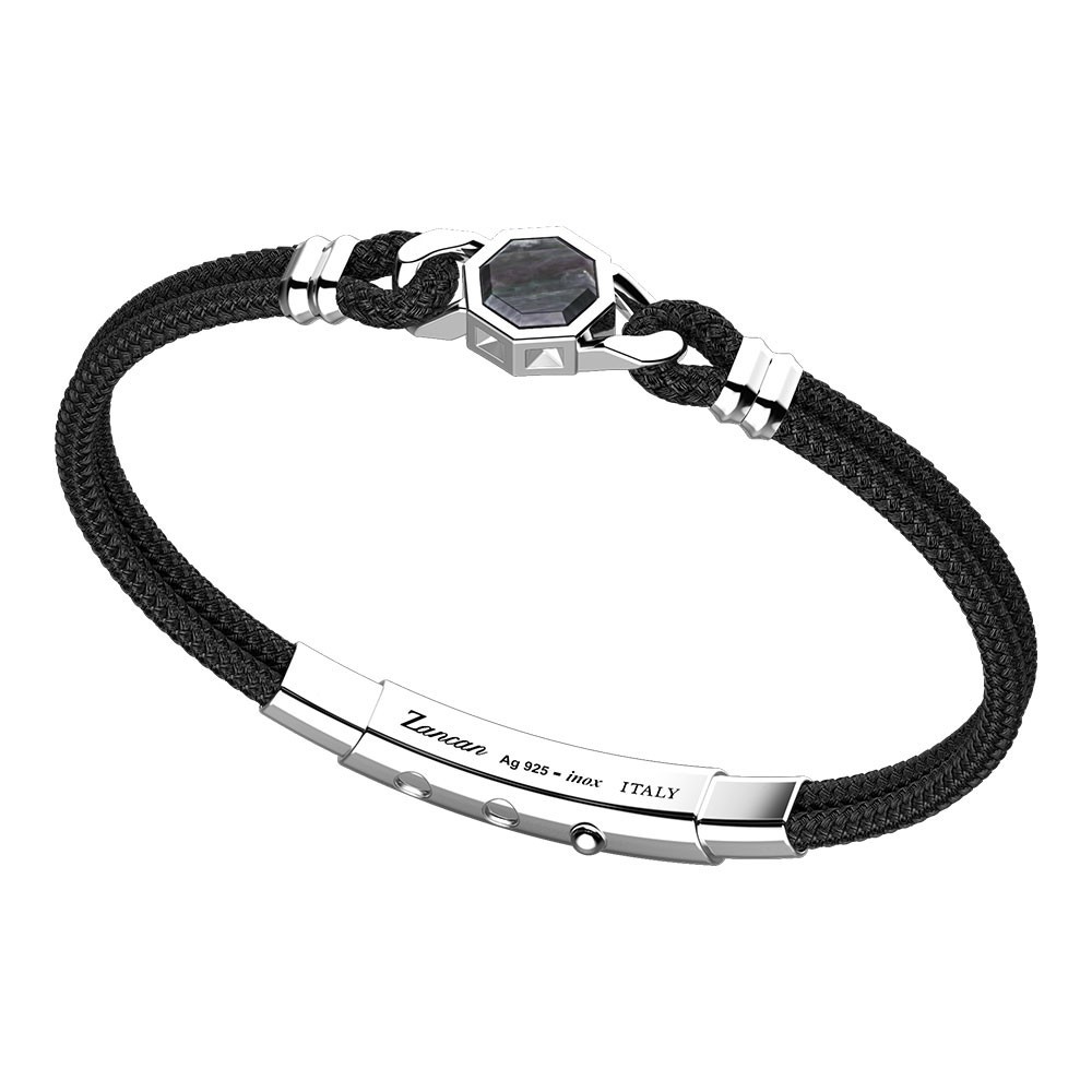 Zancan Bracciale Zancan in kevlar con targa in argento e madreperla Nuova