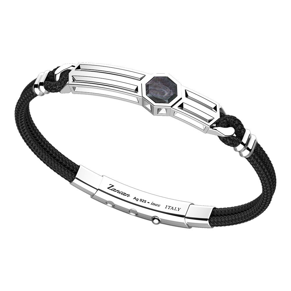 Zancan Bracciale Zancan in kevlar con targa in argento e madreperla Spedizione gratuita