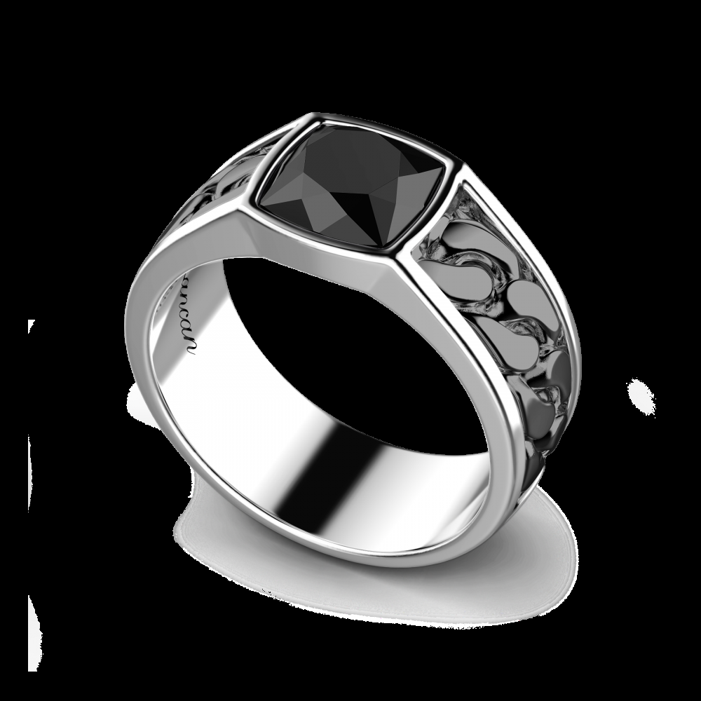 Zancan Anello in argento bianco e nero con onice Negozio online di fabbrica