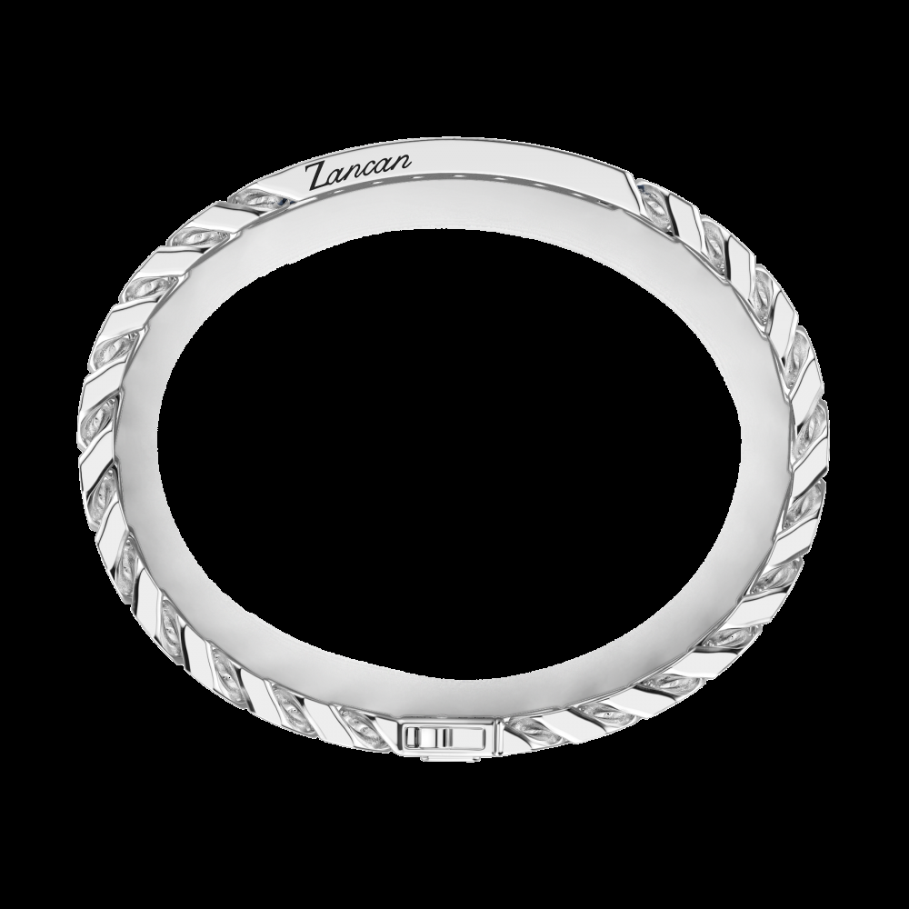 Zancan Bracciale a grumette Zanca in argento con targa e pietre nere Fornitura limitata