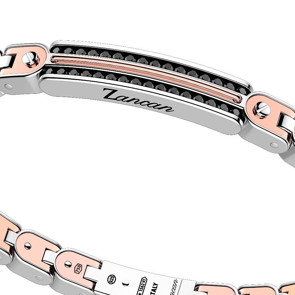 Zancan Bracciale Zancan in oro 18k ed argento con targa e pietre nere Convenienza