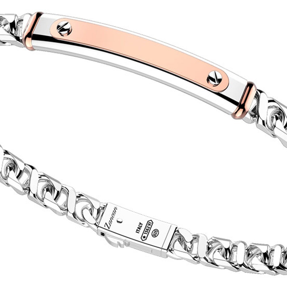 Zancan Bracciale a grumetta Zancan in argento con targa ed inserti in oro rosa Offerte