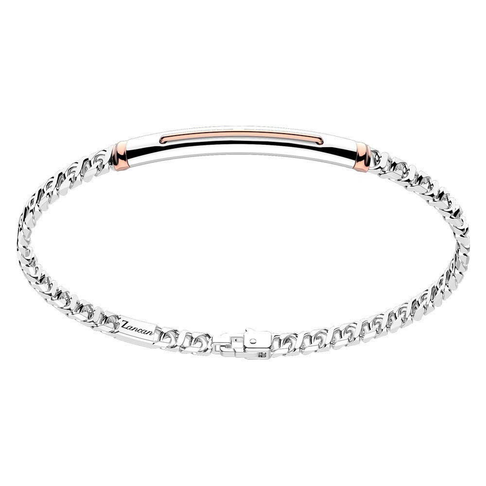Zancan Bracciale a grumetta Zancan in argento con targa ed inserti in oro rosa Nuova
