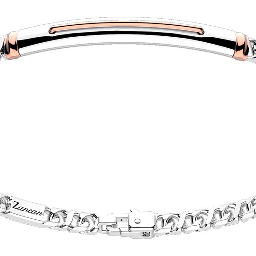 Zancan Bracciale a grumetta Zancan in argento con targa ed inserti in oro rosa Nuova