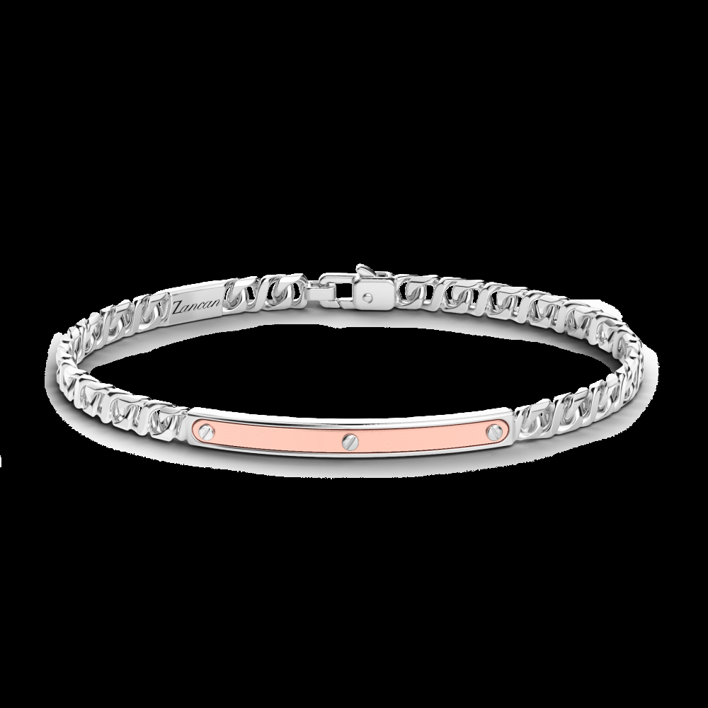 Zancan Bracciale a grumetta Zancan in argento con targa ed inserti in oro rosa Moda
