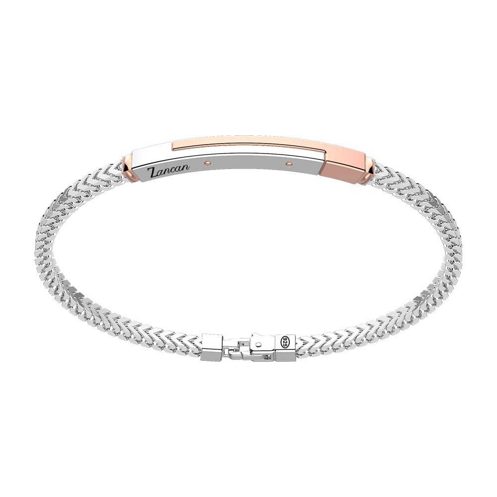 Zancan Bracciale Zancan in argento con targa ed inserti in oro rosa Comprare a buon mercato